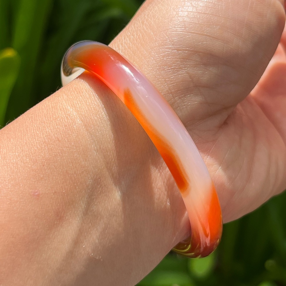 59mm inner diameter skinny unique natural rrange‎ black agate bangle 0102 - Picture 7 of 8